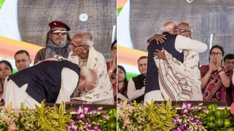 पीएम मोदी ने छुुए डाॅ. श्यामा प्रसाद मुखर्जी के सहयोगी माखनलाल सरकार के पैर